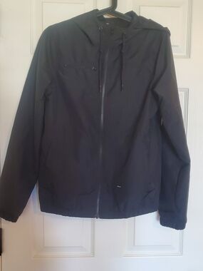 Volcom Black Hooded Zip-Up Windbreaker Jacket